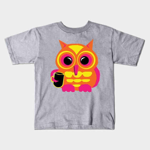 NIGHT OWLS NEED COFFEE Kids T-Shirt by mtvrdik